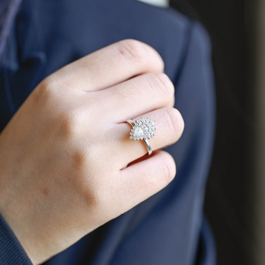 2 CT Emerald Pave Moissanite Engagement Ring