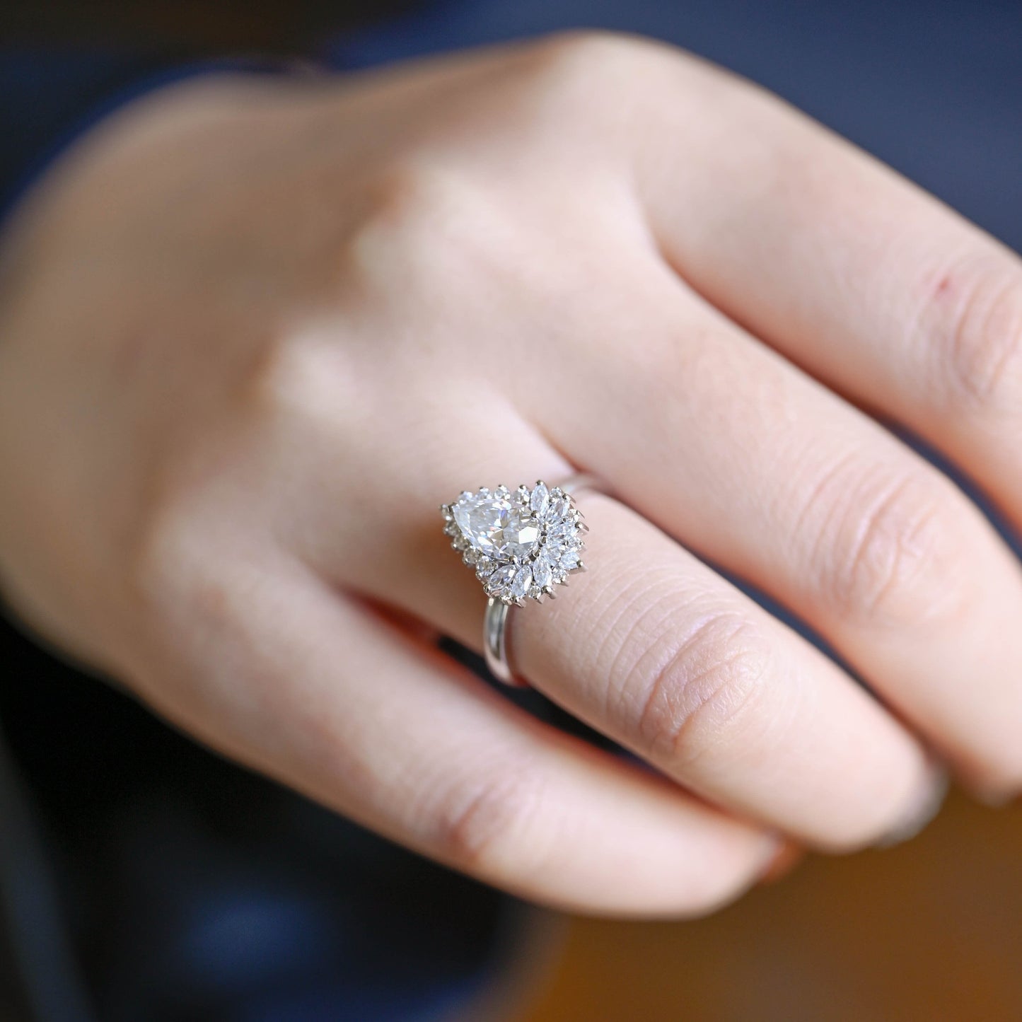 2 CT Emerald Pave Moissanite Engagement Ring