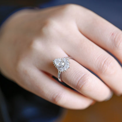 2 CT Emerald Pave Moissanite Engagement Ring