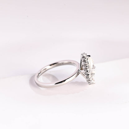 2 CT Emerald Pave Moissanite Engagement Ring