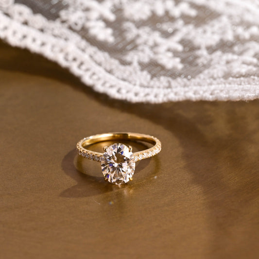 2 CT Emerald Pave Moissanite Engagement Ring