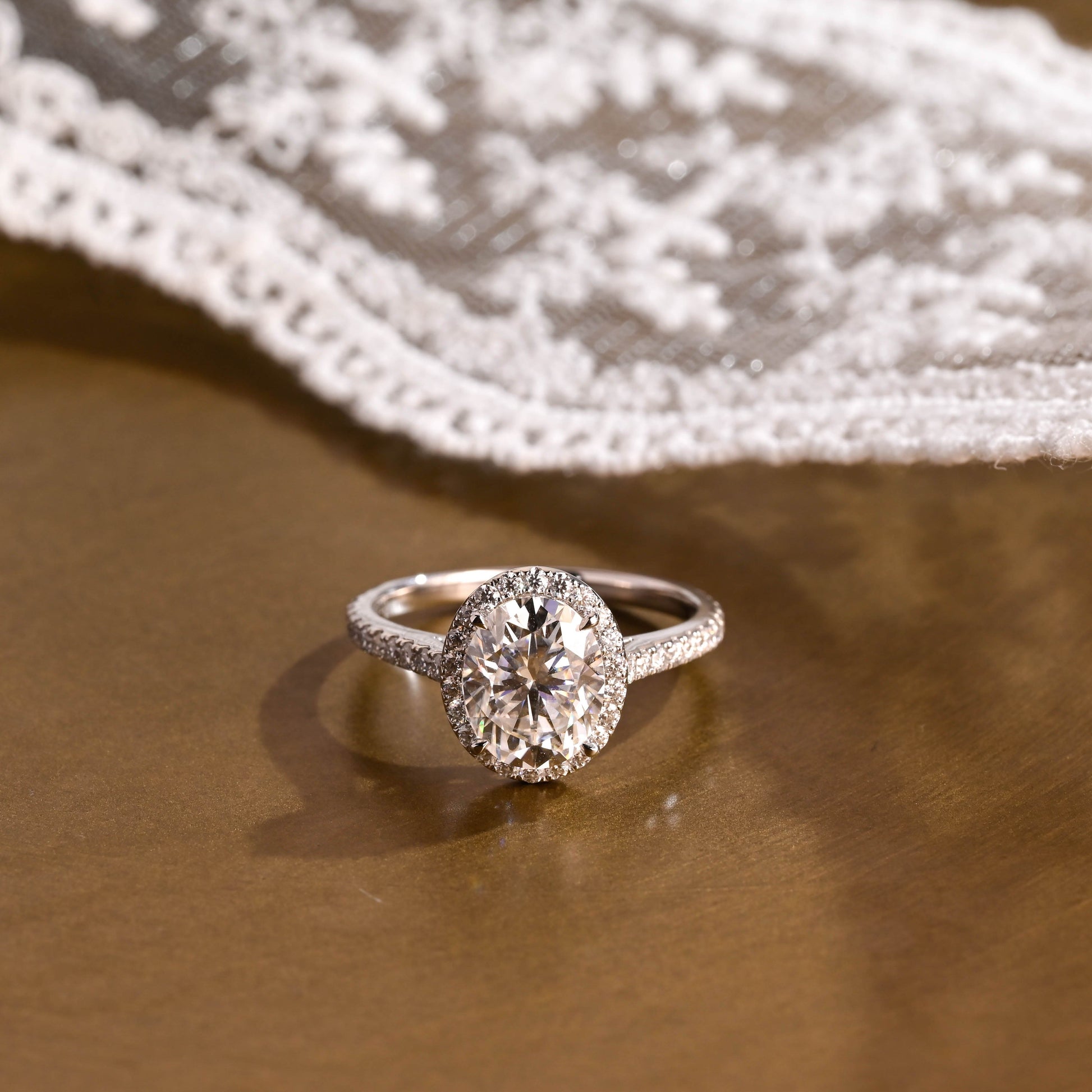2 CT Emerald Pave Moissanite Engagement Ring