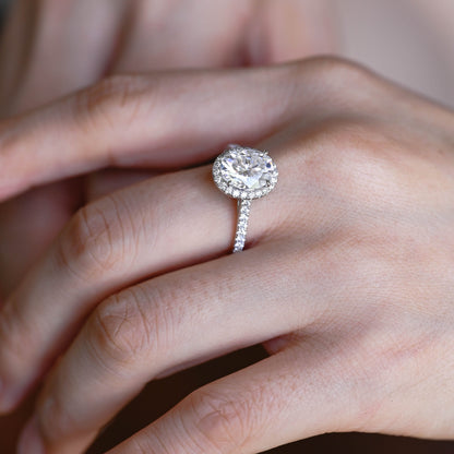 2 CT Emerald Pave Moissanite Engagement Ring