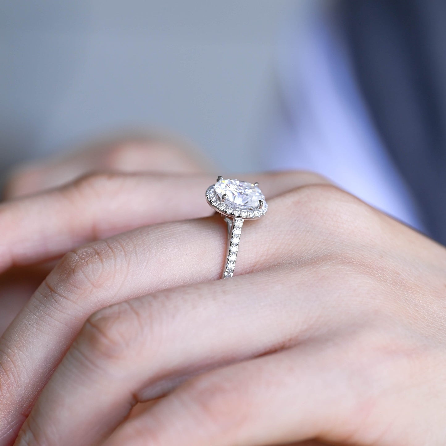 2 CT Emerald Pave Moissanite Engagement Ring