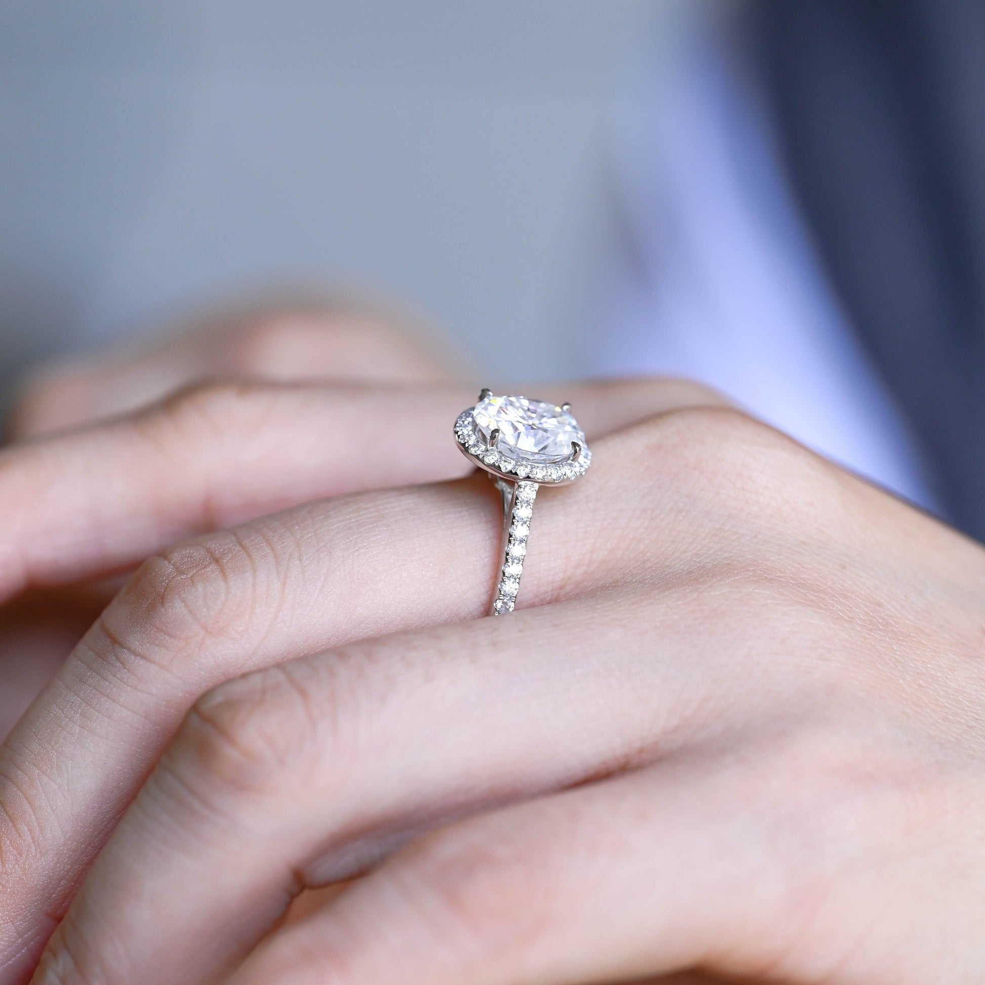 2 CT Emerald Pave Moissanite Engagement Ring
