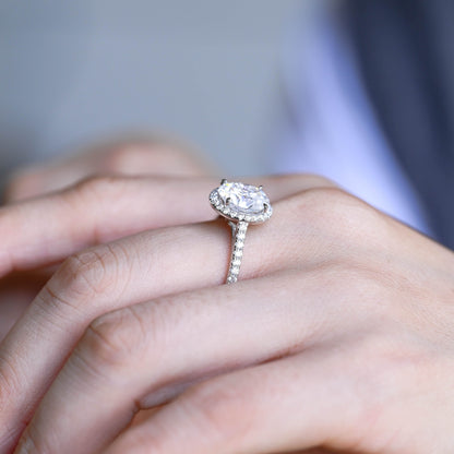 2 CT Emerald Pave Moissanite Engagement Ring