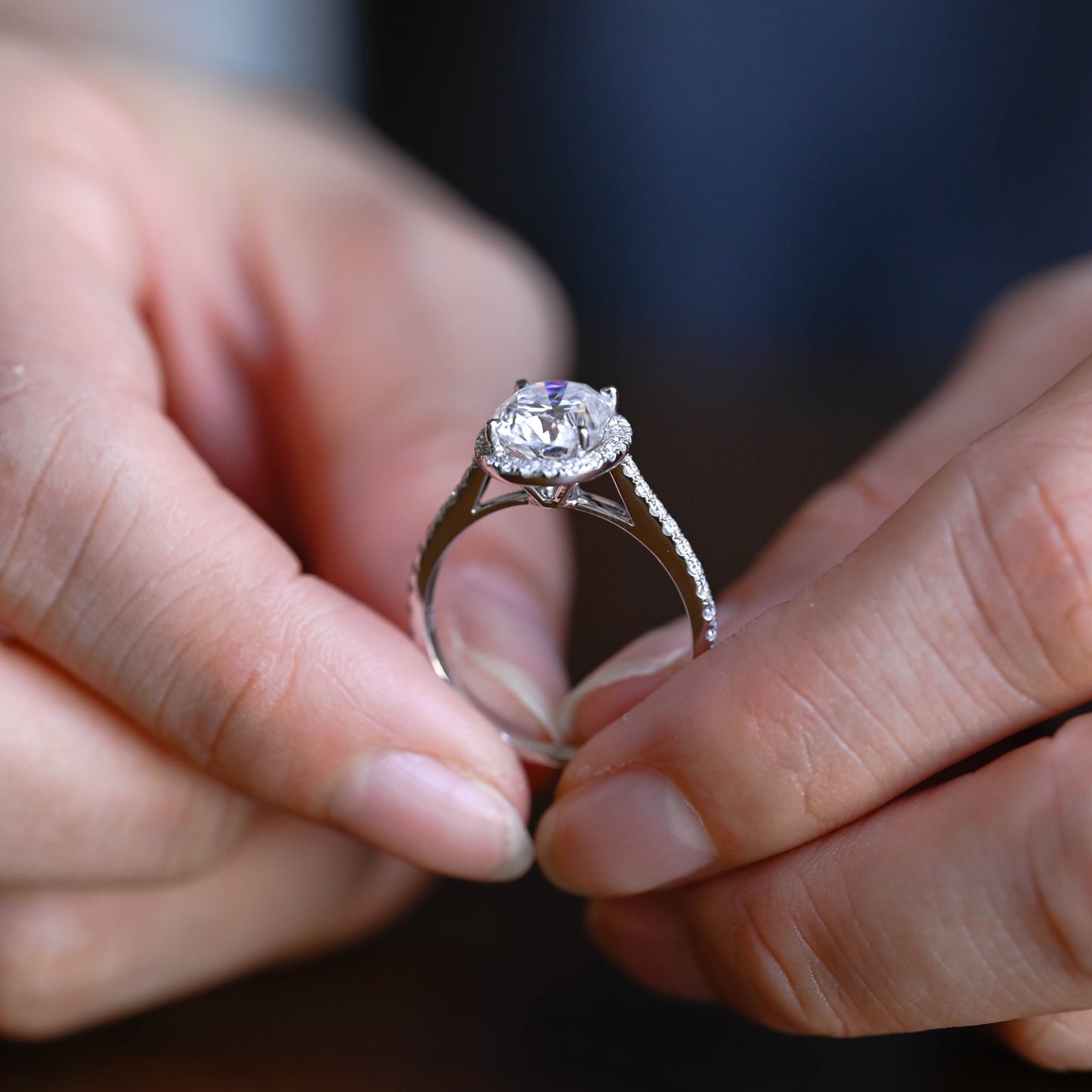 2 CT Emerald Pave Moissanite Engagement Ring