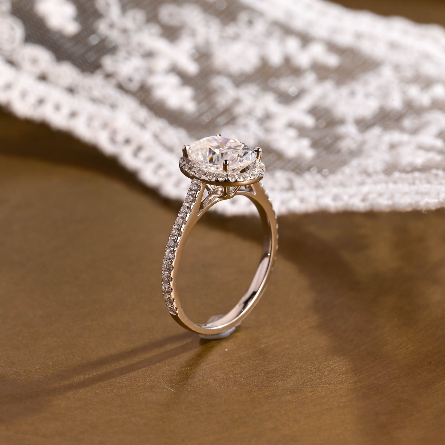 2 CT Emerald Pave Moissanite Engagement Ring