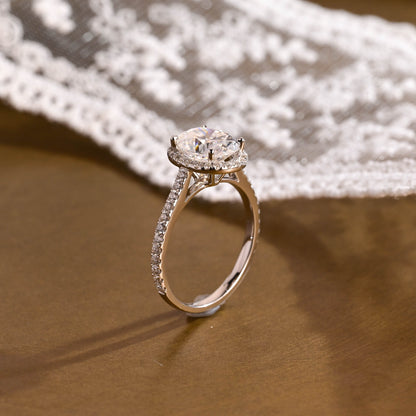 2 CT Emerald Pave Moissanite Engagement Ring