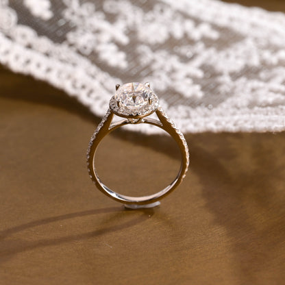 2 CT Emerald Pave Moissanite Engagement Ring