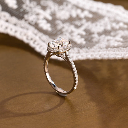2 CT Emerald Pave Moissanite Engagement Ring