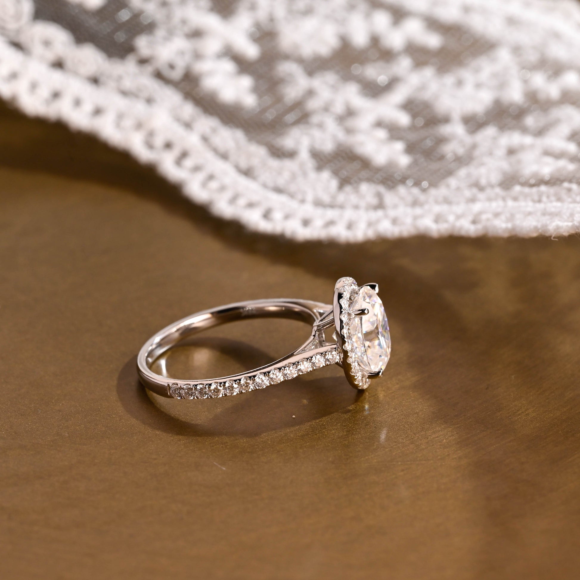 2 CT Emerald Pave Moissanite Engagement Ring