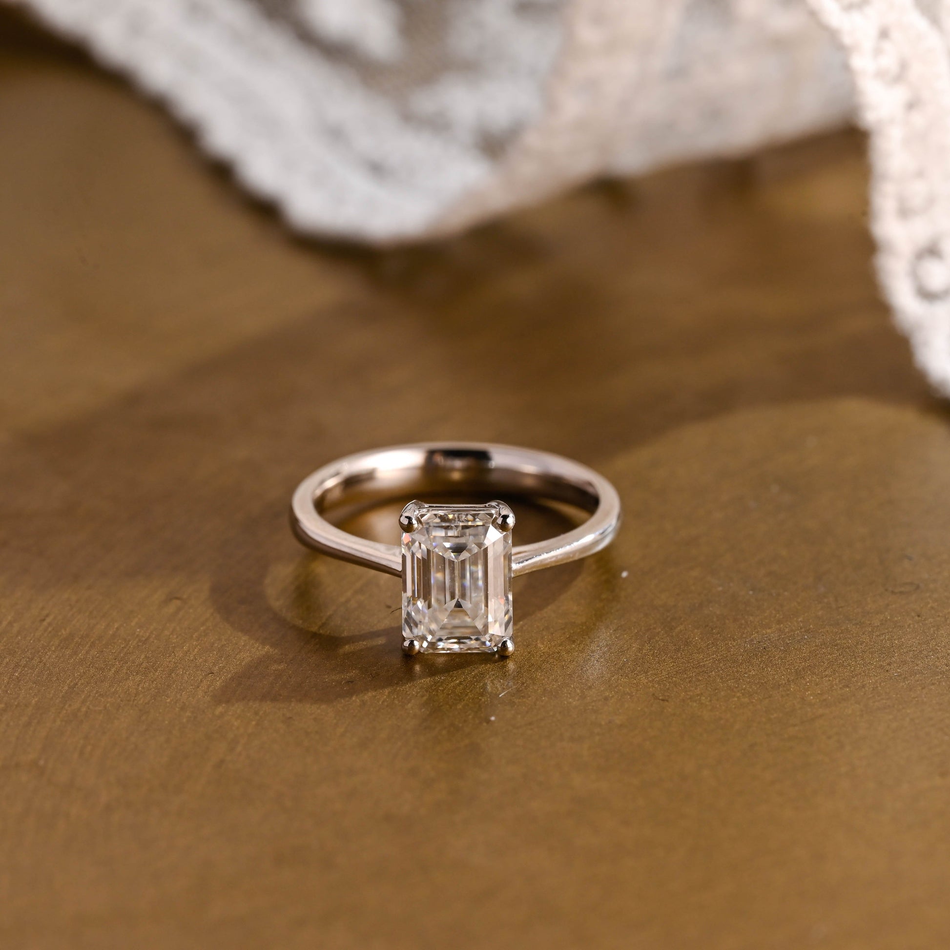 2 CT Emerald Pave Moissanite Engagement Ring