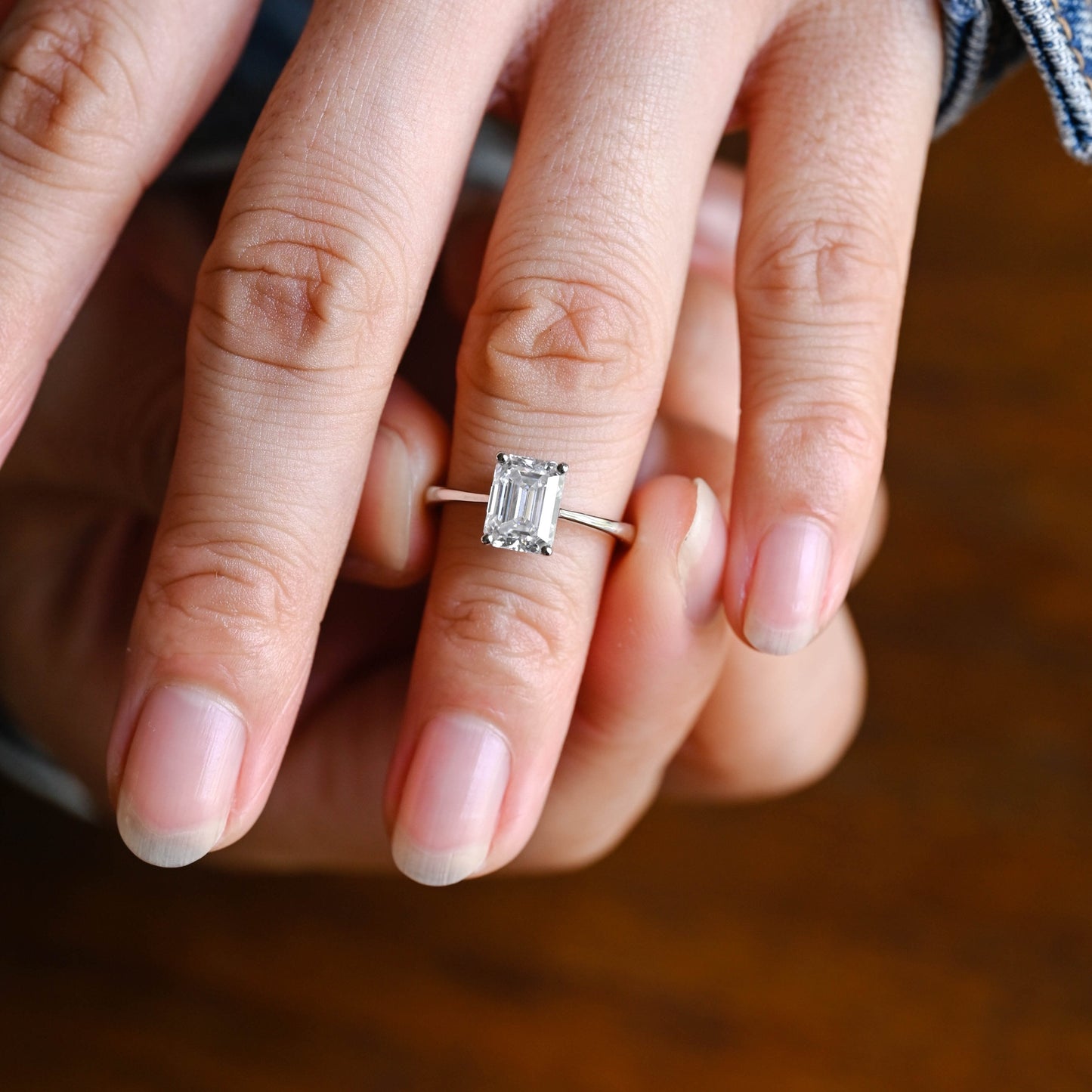 2 CT Emerald Pave Moissanite Engagement Ring