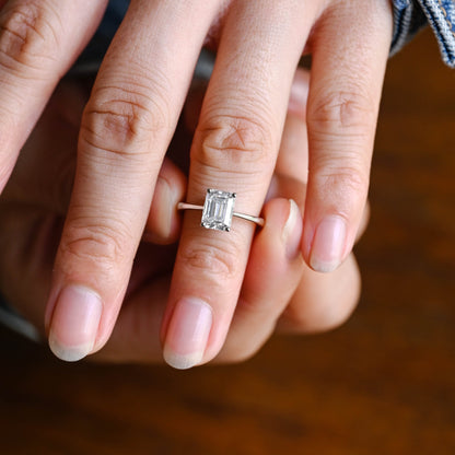 2 CT Emerald Pave Moissanite Engagement Ring
