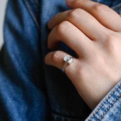 2 CT Emerald Pave Moissanite Engagement Ring