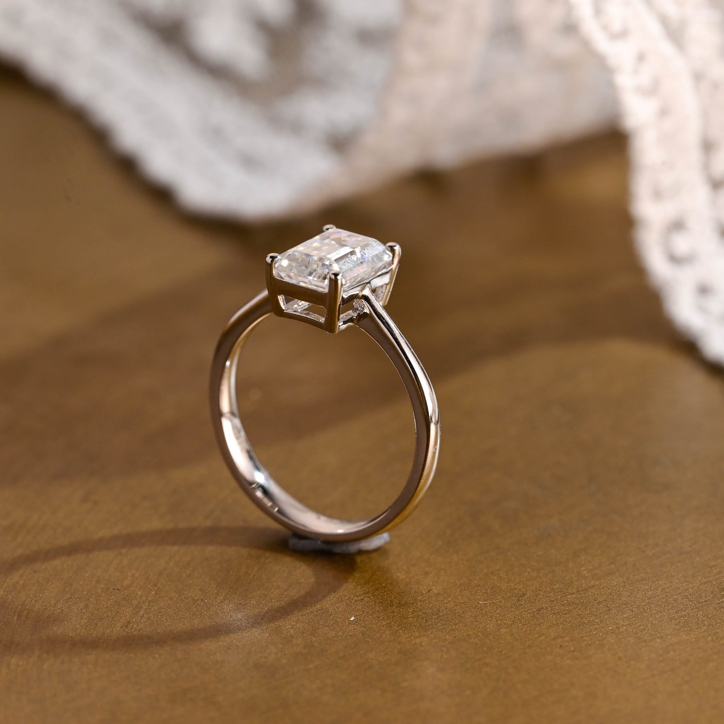2 CT Emerald Pave Moissanite Engagement Ring