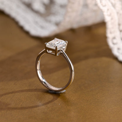 2 CT Emerald Pave Moissanite Engagement Ring
