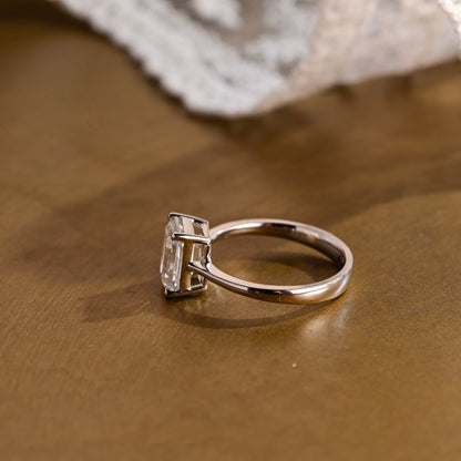 2 CT Emerald Pave Moissanite Engagement Ring