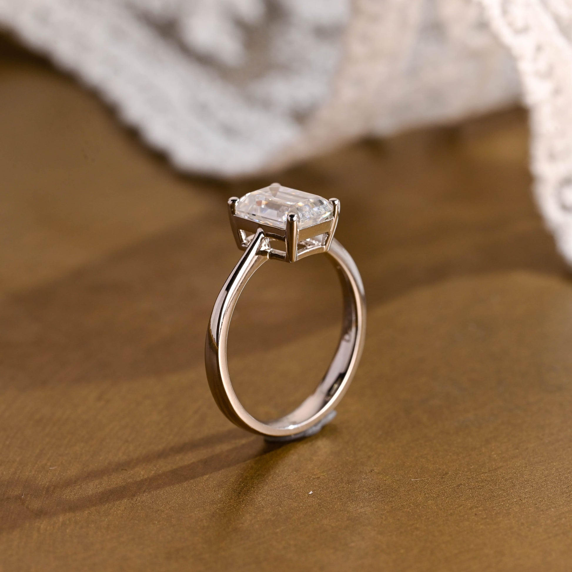 2 CT Emerald Pave Moissanite Engagement Ring
