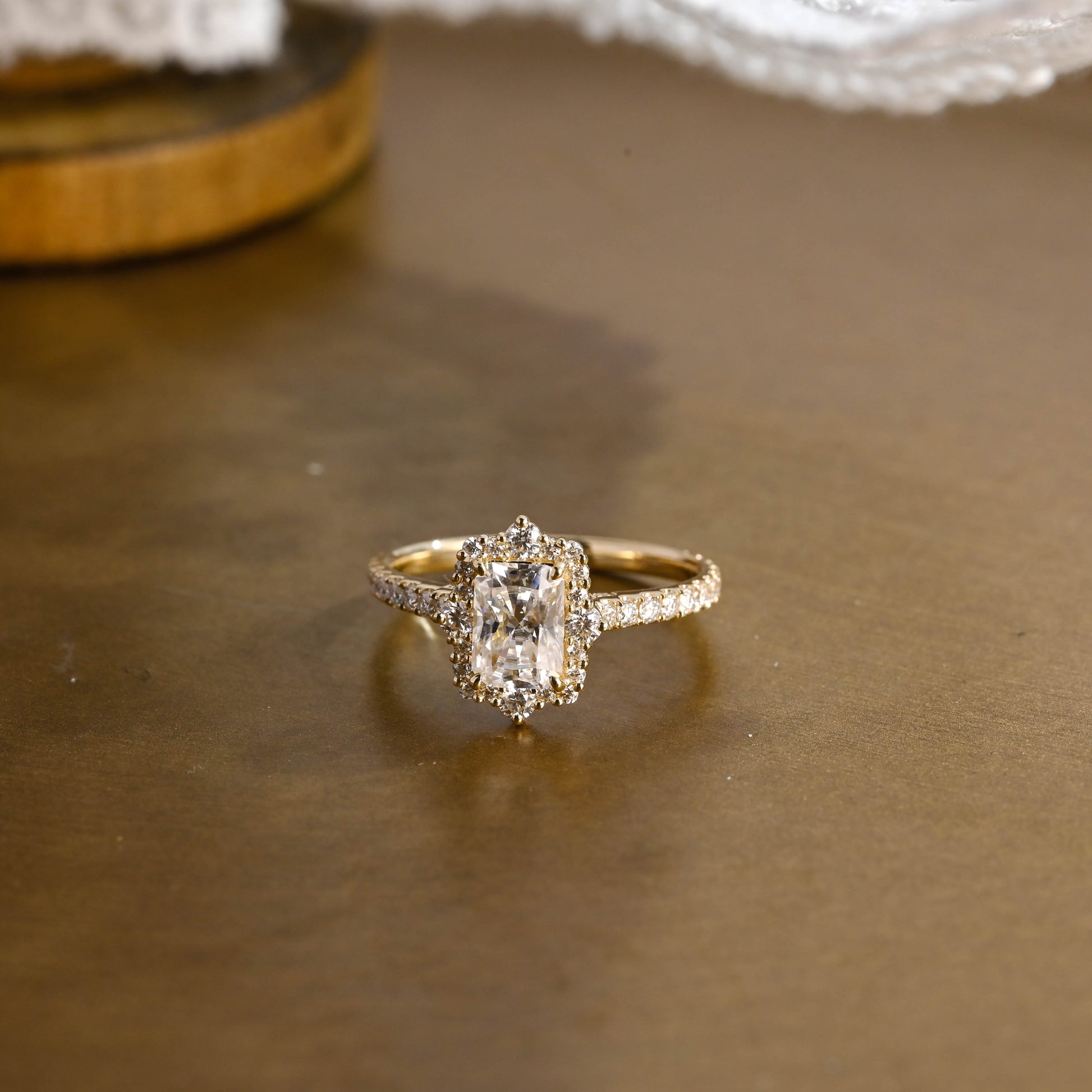 2 CT Emerald Pave Moissanite Engagement Ring