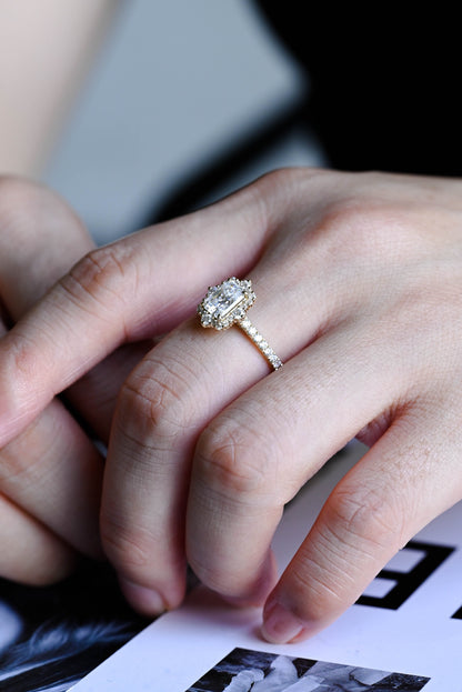 2 CT Emerald Pave Moissanite Engagement Ring