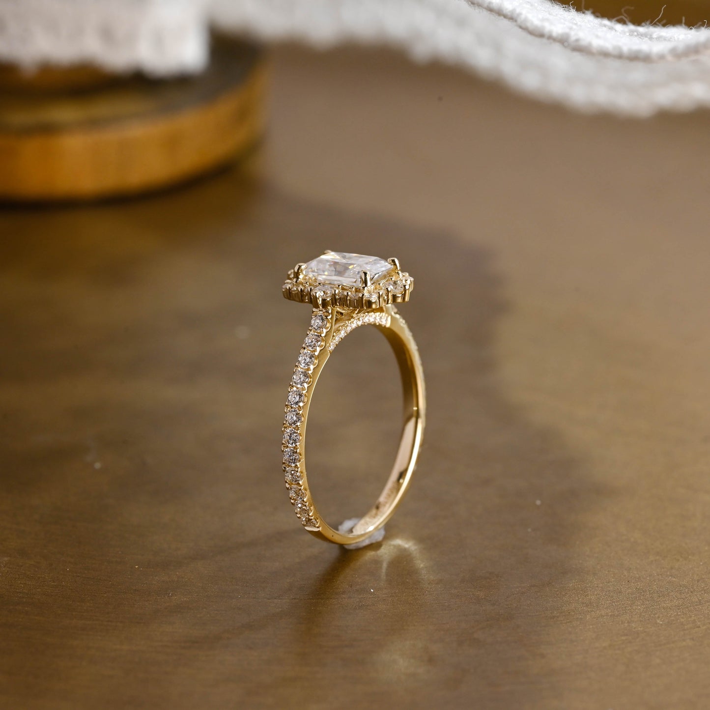 2 CT Emerald Pave Moissanite Engagement Ring