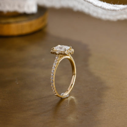 2 CT Emerald Pave Moissanite Engagement Ring
