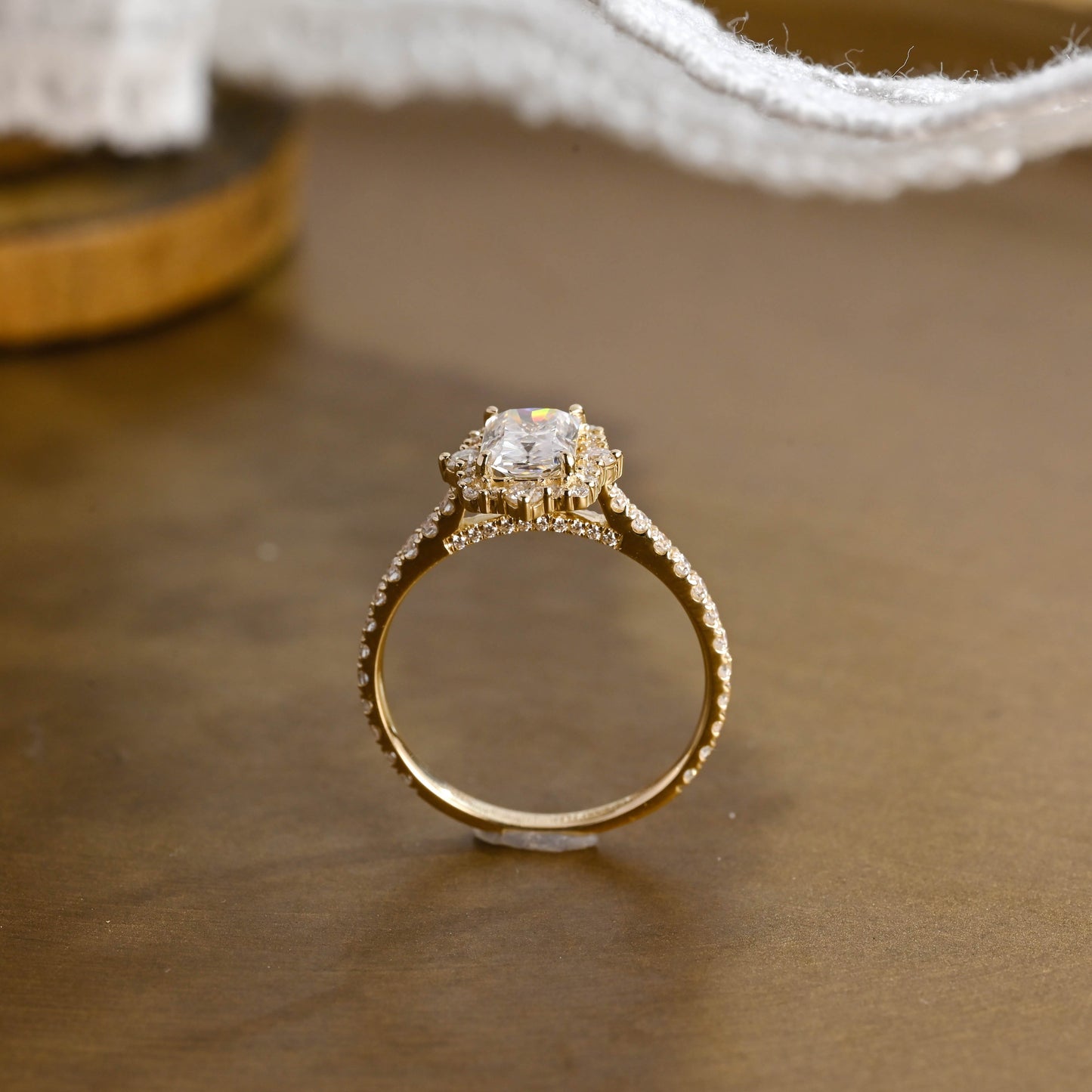 2 CT Emerald Pave Moissanite Engagement Ring