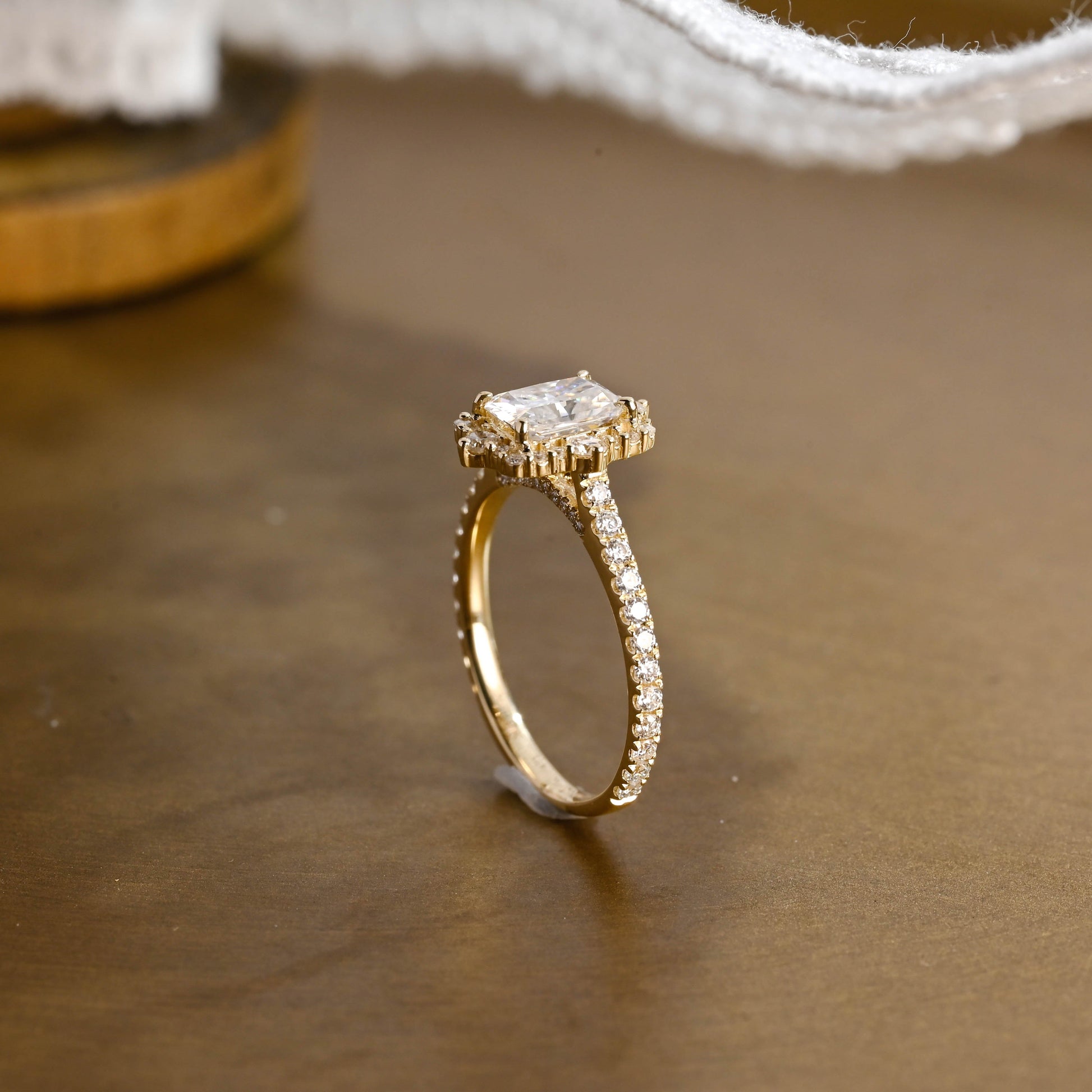 2 CT Emerald Pave Moissanite Engagement Ring