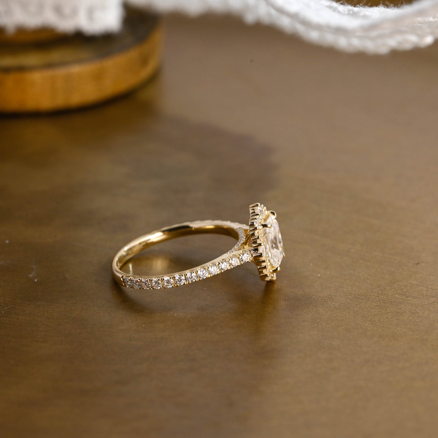2 CT Emerald Pave Moissanite Engagement Ring