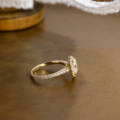 2 CT Emerald Pave Moissanite Engagement Ring