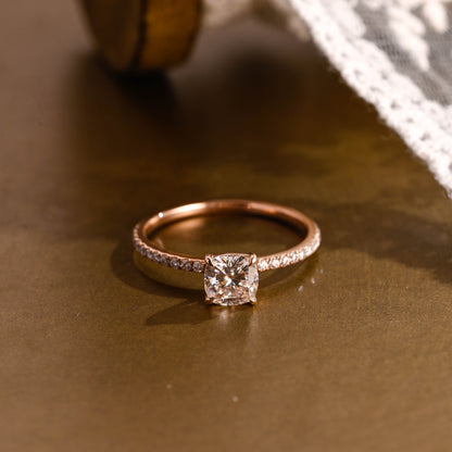 2 CT Emerald Pave Moissanite Engagement Ring