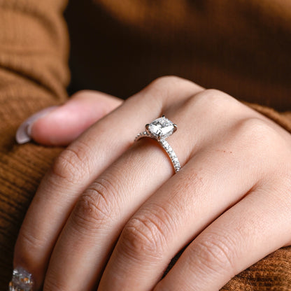 2 CT Emerald Pave Moissanite Engagement Ring