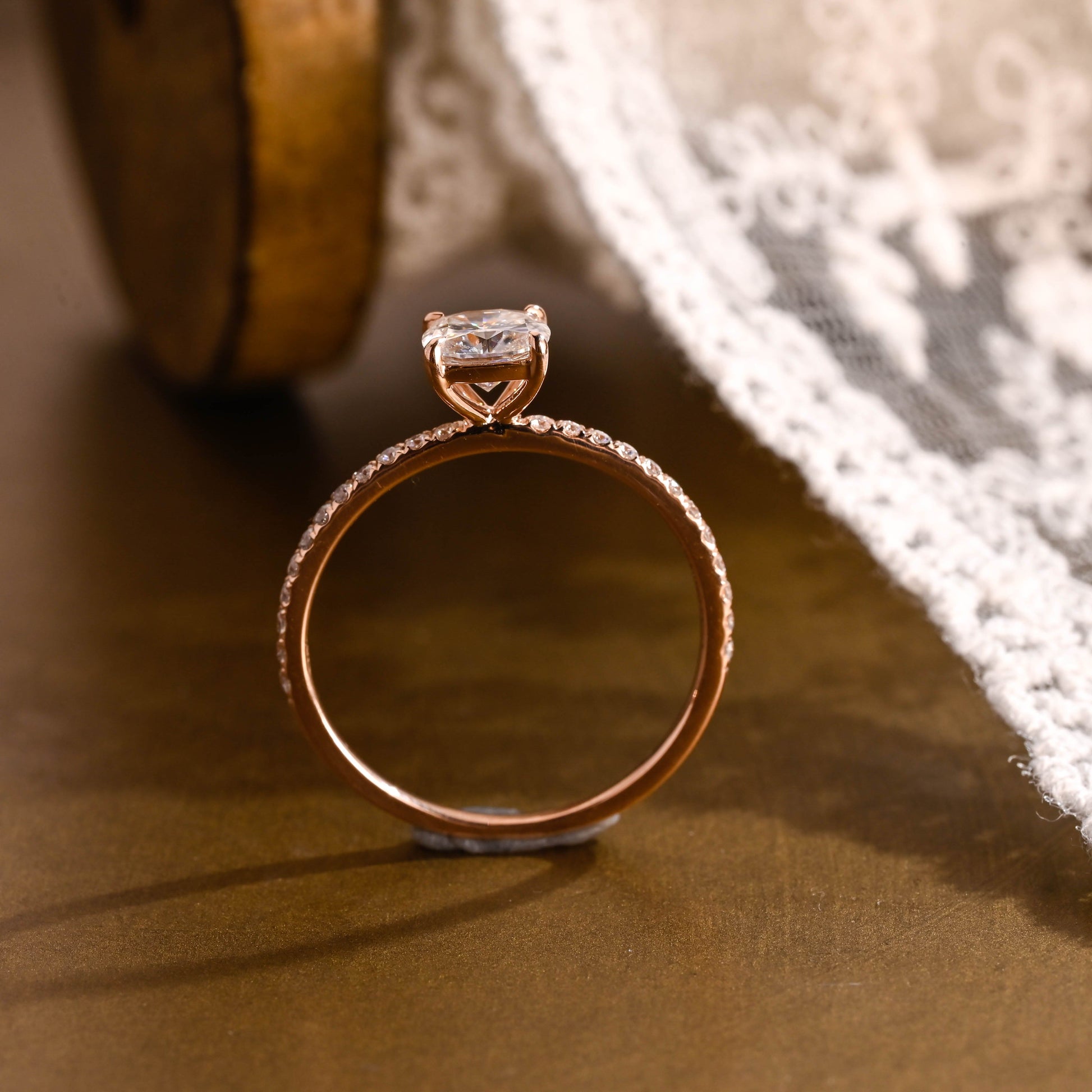 2 CT Emerald Pave Moissanite Engagement Ring