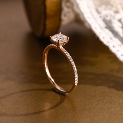 2 CT Emerald Pave Moissanite Engagement Ring