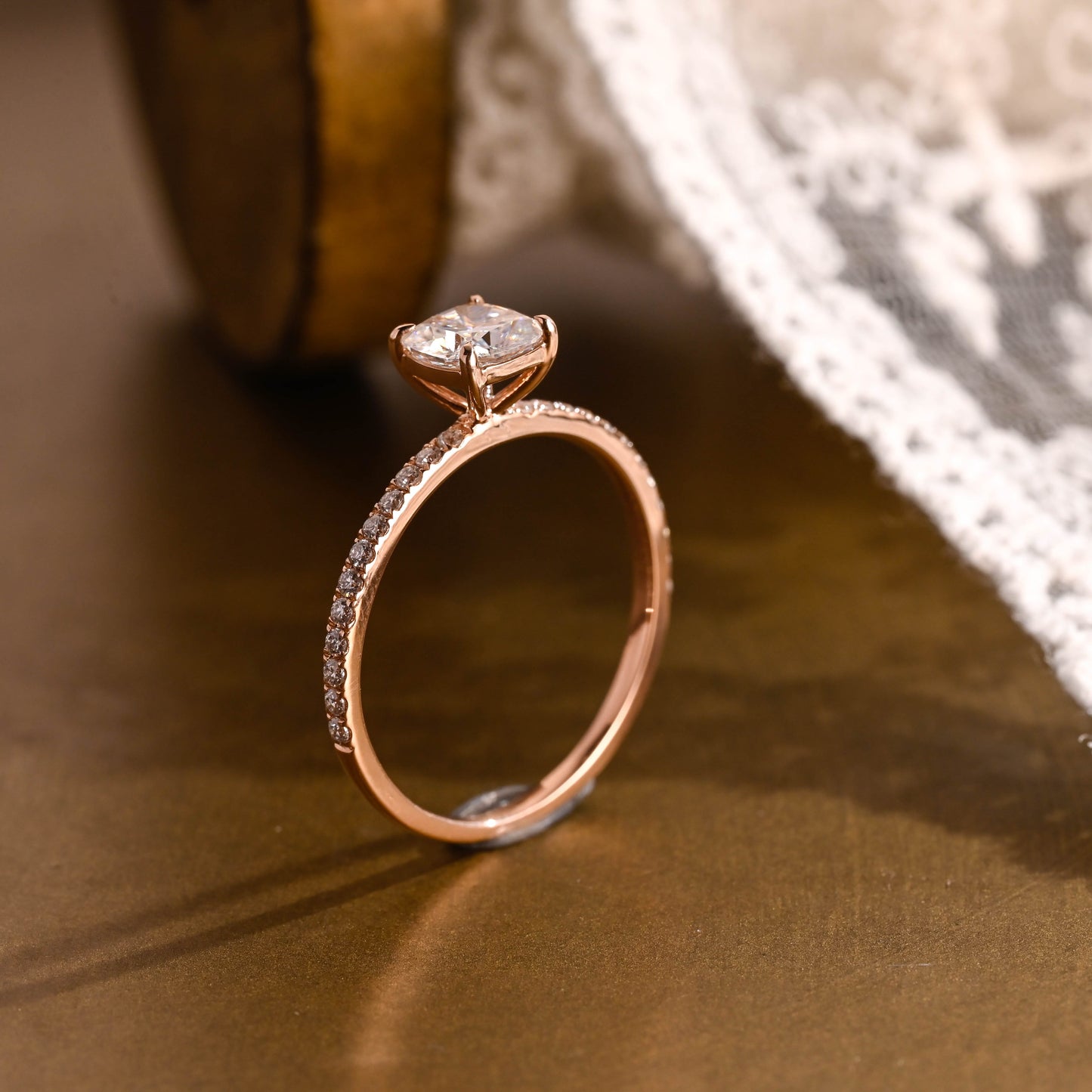 2 CT Emerald Pave Moissanite Engagement Ring
