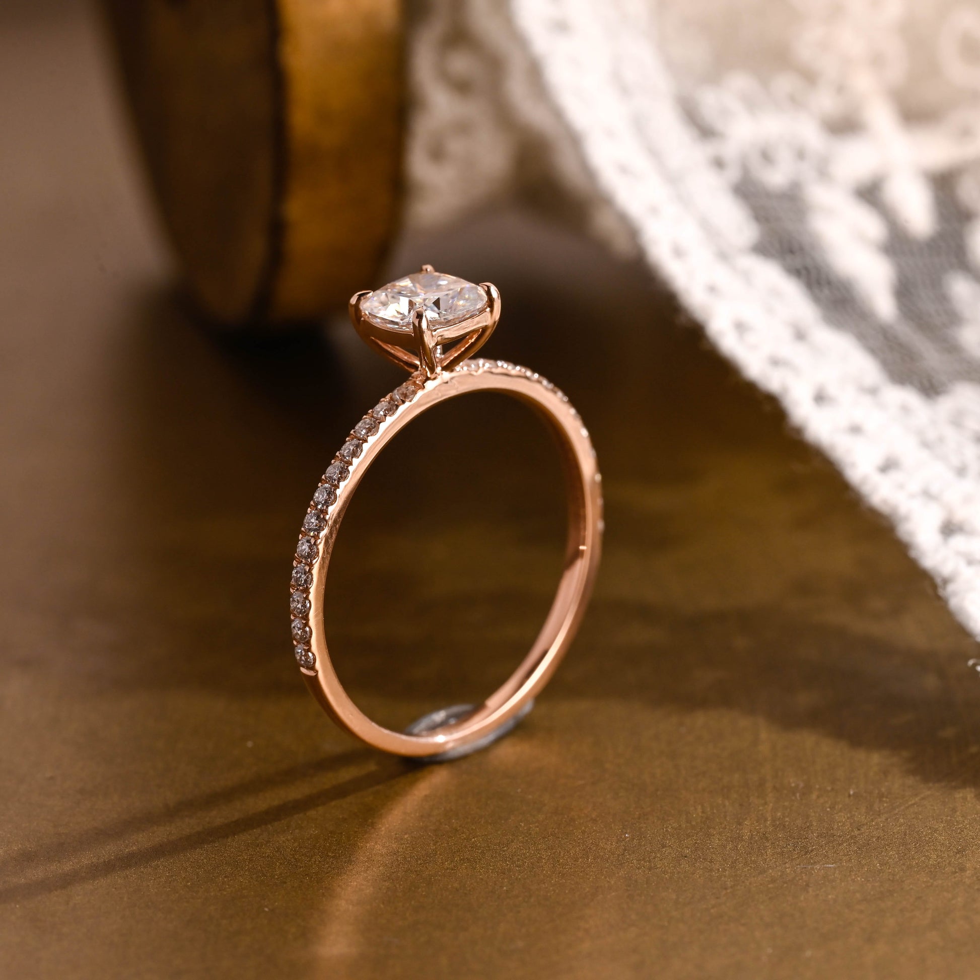 2 CT Emerald Pave Moissanite Engagement Ring