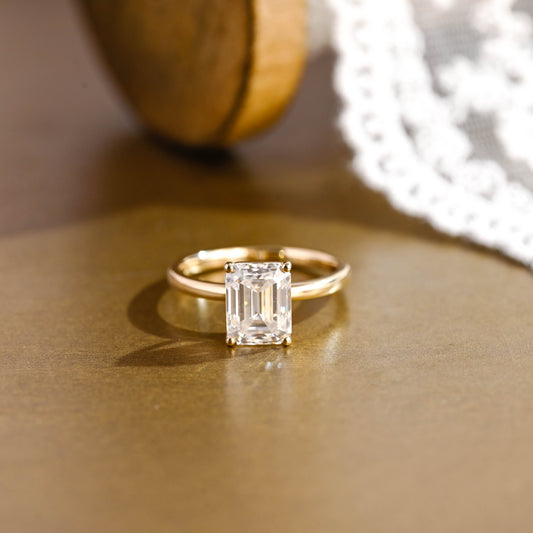 2 CT Emerald Pave Moissanite Engagement Ring