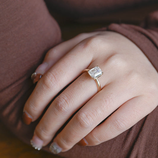 2 CT Emerald Pave Moissanite Engagement Ring