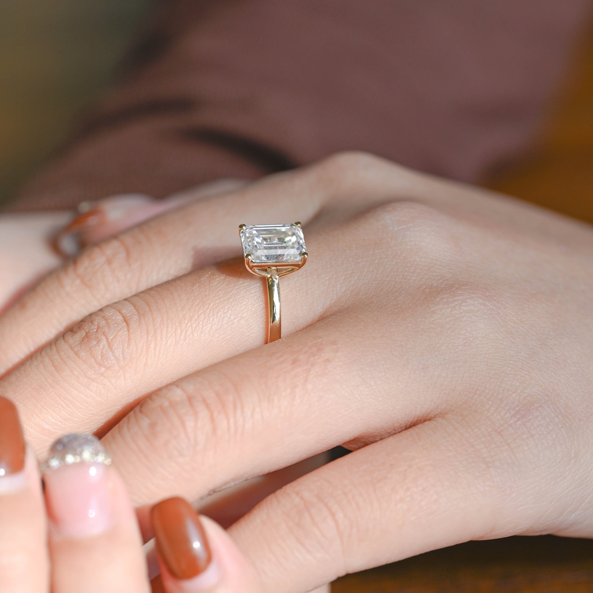 2 CT Emerald Pave Moissanite Engagement Ring