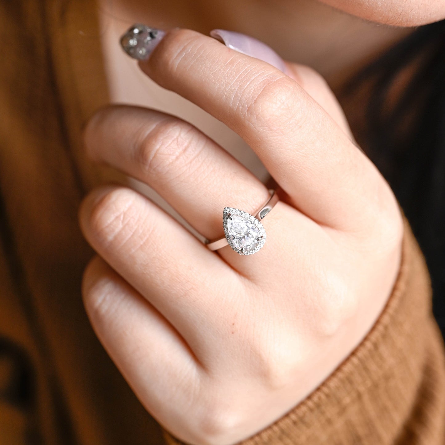 2 CT Emerald Pave Moissanite Engagement Ring