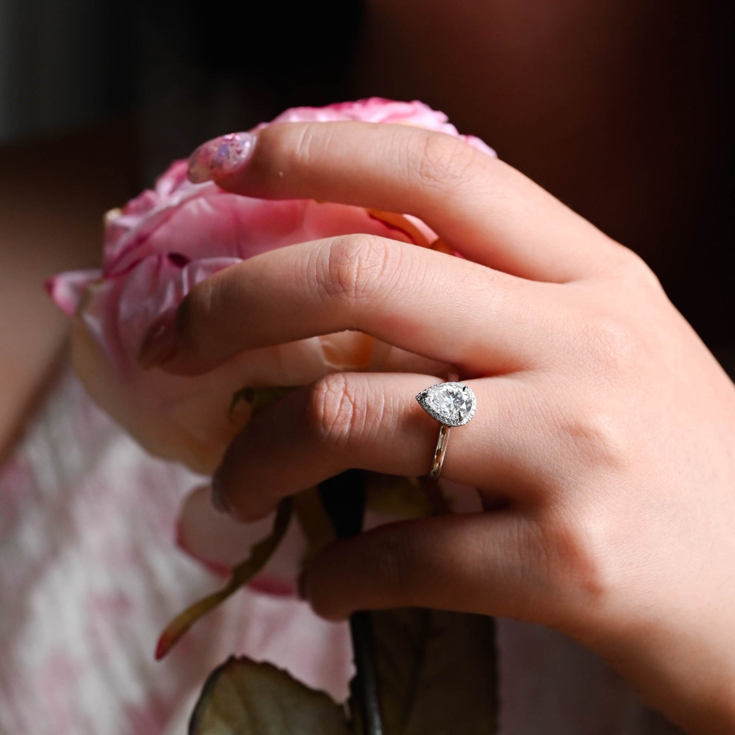 2 CT Emerald Pave Moissanite Engagement Ring