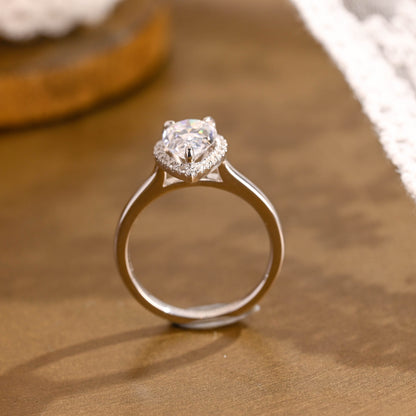 2 CT Emerald Pave Moissanite Engagement Ring