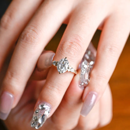 2 CT Emerald Pave Moissanite Engagement Ring