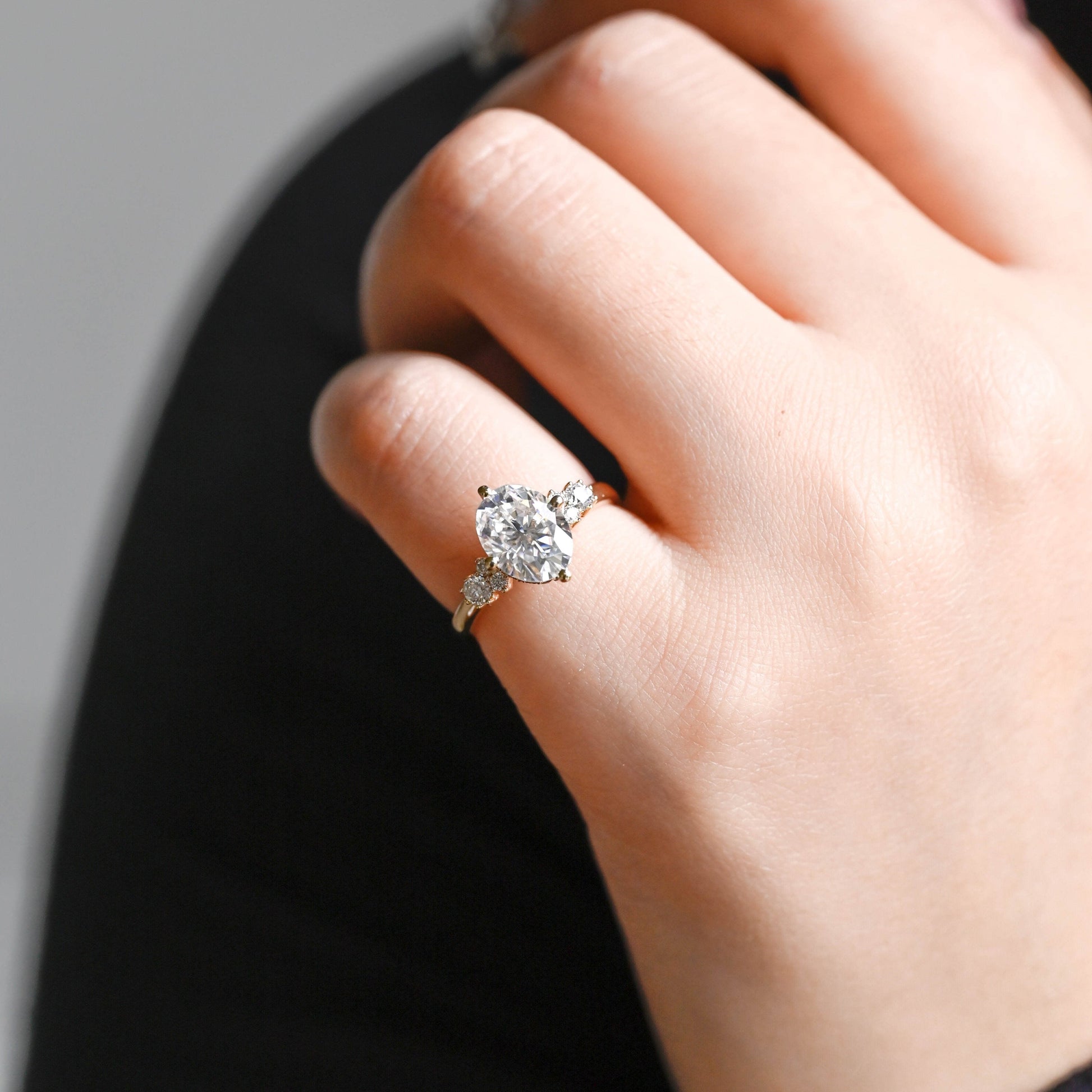 2 CT Emerald Pave Moissanite Engagement Ring
