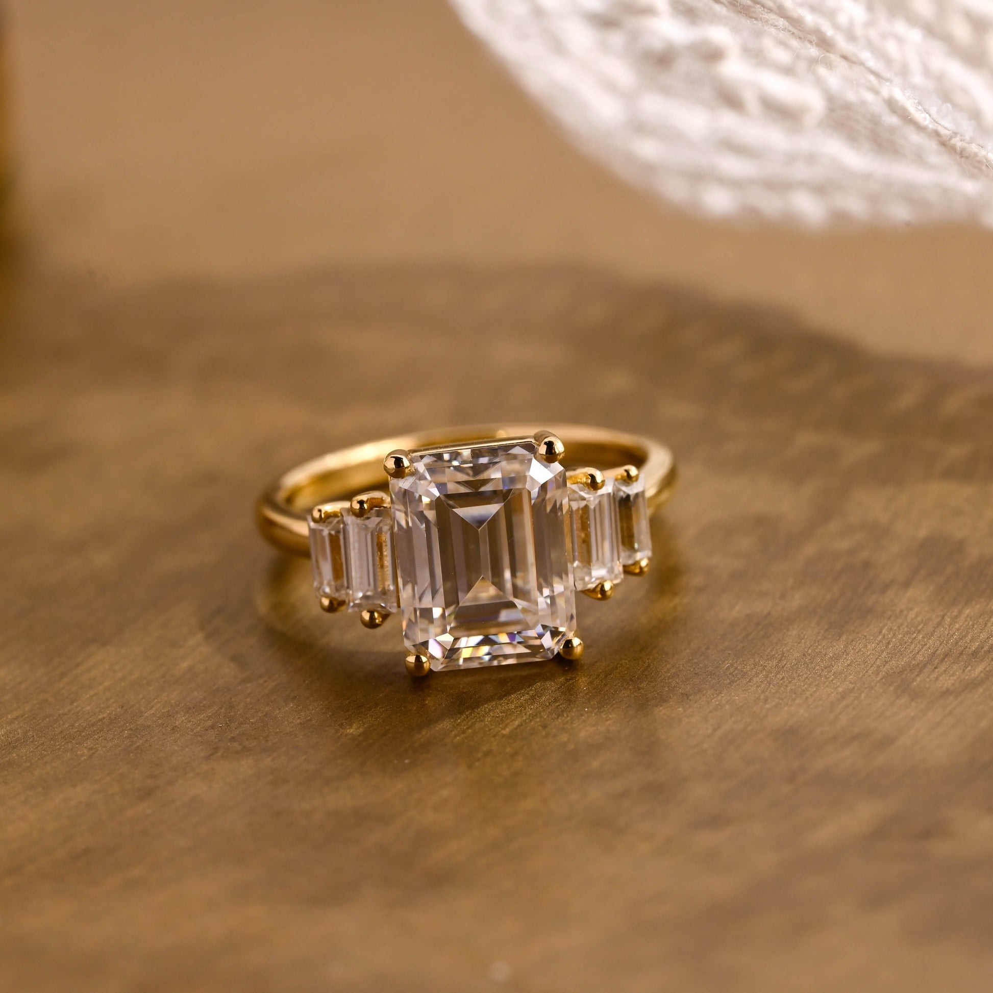 2 CT Emerald Pave Moissanite Engagement Ring