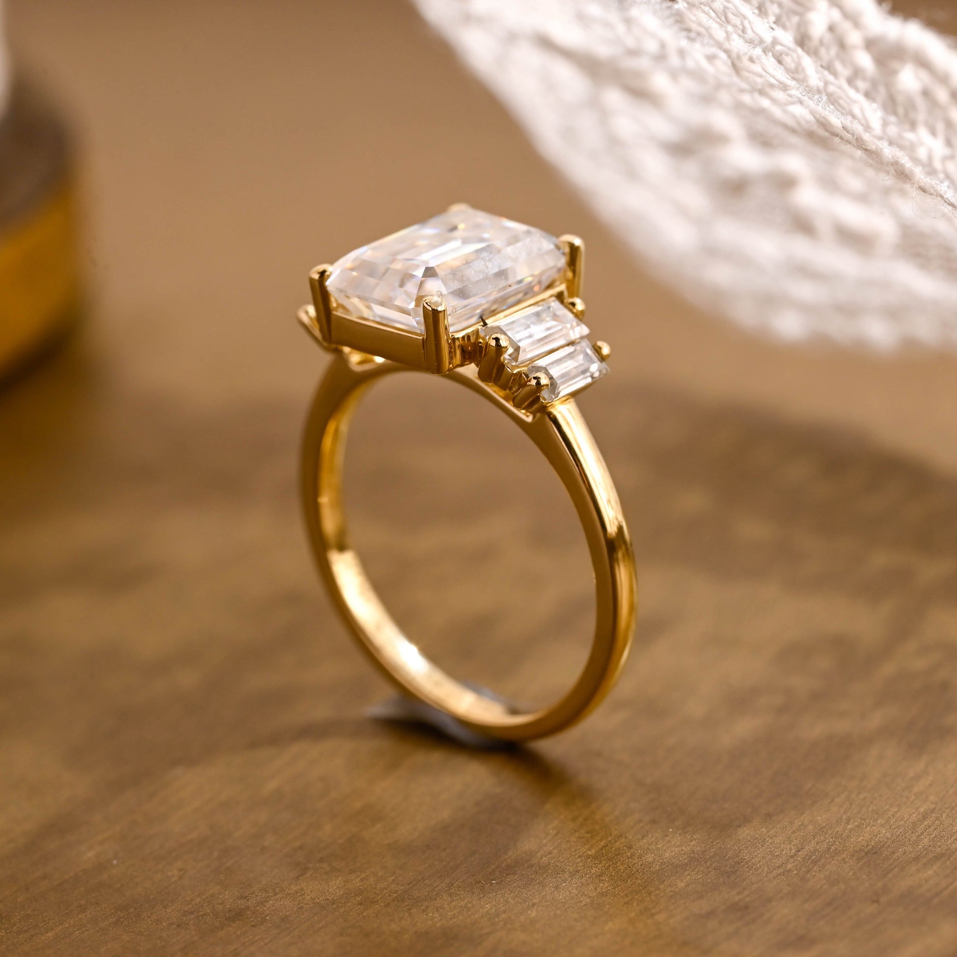 2 CT Emerald Pave Moissanite Engagement Ring