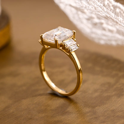 2 CT Emerald Pave Moissanite Engagement Ring