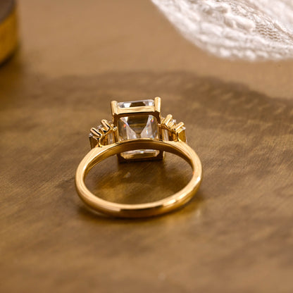 2 CT Emerald Pave Moissanite Engagement Ring